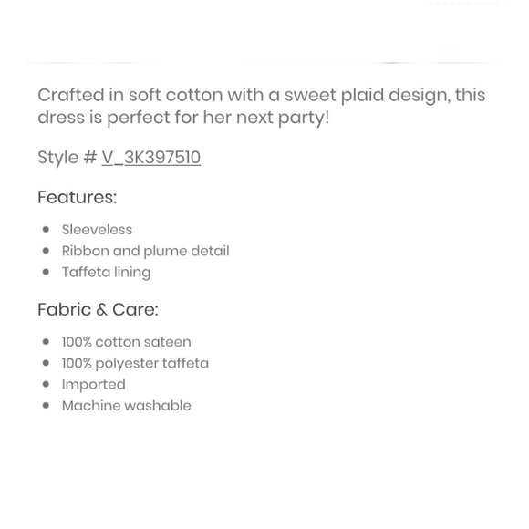 NWT ~ CARTER’S Little Girl’s Plaid Sateen Summer Party Dress ~ Size 6/6X - Picture 4 of 8